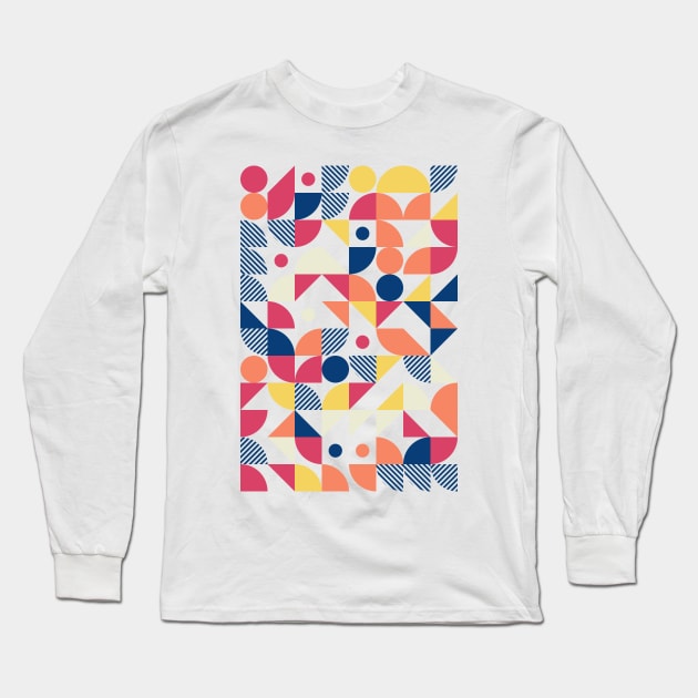 Colourful Geometric Animated Pattern Long Sleeve T-Shirt by Trendy-Now